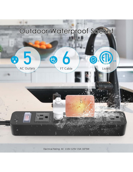 Regleta de Poder Exterior CCCEI 5 Salidas Impermeable 1.83m