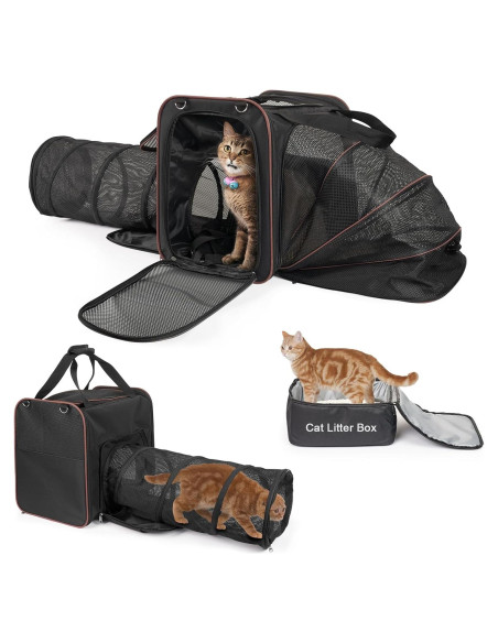 Transportín para Gatos LitaiL Expandible con Caja de Arena