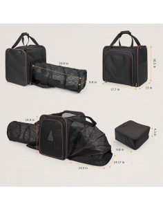 Transportín para Gatos LitaiL Expandible con Caja de Arena 2