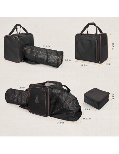 Transportín para Gatos LitaiL Expandible con Caja de Arena