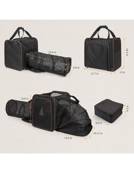 Transportín para Gatos LitaiL Expandible con Caja de Arena