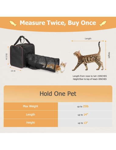 Transportín para Gatos LitaiL Expandible con Caja de Arena