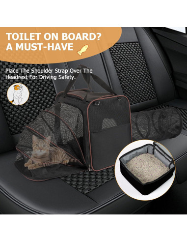 Transportín para Gatos LitaiL Expandible con Caja de Arena