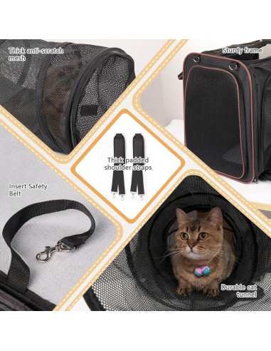 Transportín para Gatos LitaiL Expandible con Caja de Arena