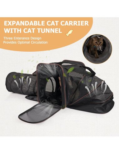 Transportín para Gatos LitaiL Expandible con Caja de Arena
