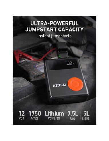 Arrancador de Coche AstroAI DK-MF139 1750A con Compresor 150PSI