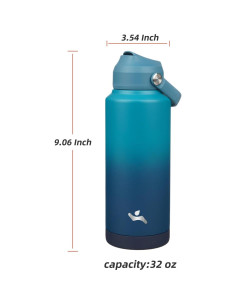 Botella de Agua Aislada Konokyo 0.95L con Tapa de Popote 2
