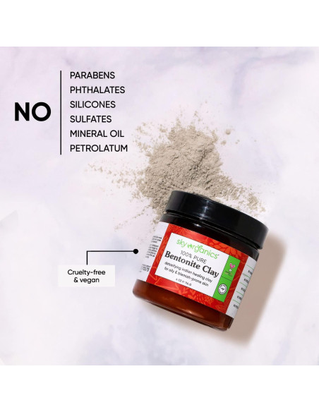 Arcilla Bentonita Desintoxicante Sky Organics 113.4 g - Piel Grasa Arcilla Bentonita Desintoxicante Sky Organics 113.4 g - Piel Grasa