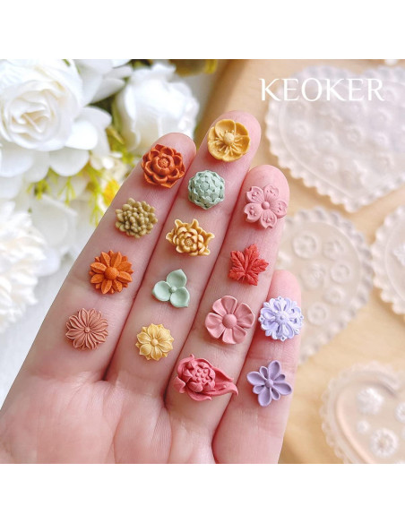 Moldes de Arcilla de Polímero Keoker - 12 Piezas Florales Moldes de Arcilla de Polímero Keoker - 12 Piezas Florales