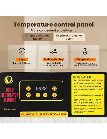 Deshidratadora de Alimentos FAHKNS 8 Bandejas Acero Inoxidable 700W