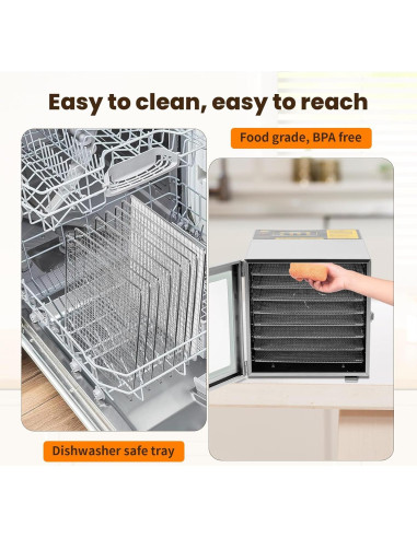 Deshidratadora de Alimentos FAHKNS 8 Bandejas Acero Inoxidable 700W