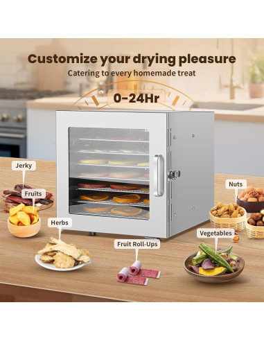 Deshidratadora de Alimentos FAHKNS 8 Bandejas Acero Inoxidable 700W