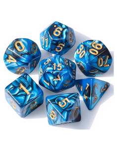 Conjunto de Dados Poliedricos CiaraQ 7 Piezas con Bolsa