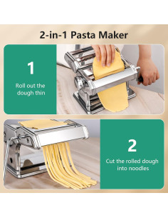 YASHE Máquina de Pasta Manual 2 en 1 con Kit de Limpieza 2