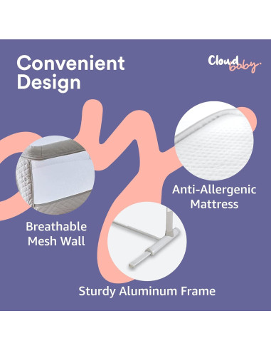 Cuna Lateral Cloud Baby Premium - Co-Dormir Ajustable 6 Alturas