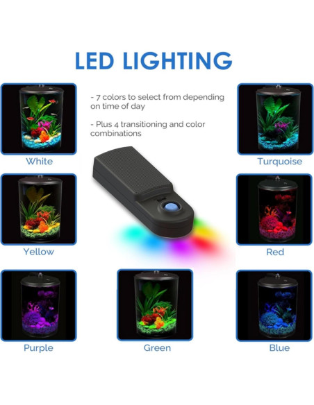Acuario Koller Products 11.4L con LED y filtro interno AP360A-3FFP