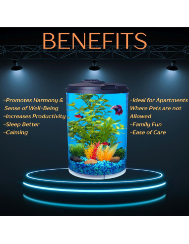 Acuario Koller Products 11.4L con LED y filtro interno AP360A-3FFP