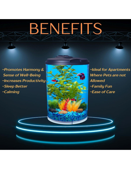 Acuario Koller Products 11.4L con LED y filtro interno AP360A-3FFP