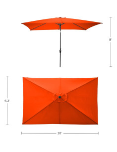 Sombrilla de Patio Rectangular Pure Garden 3x2m Naranja 2