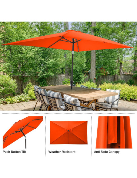 Sombrilla de Patio Rectangular Pure Garden 3x2m Naranja