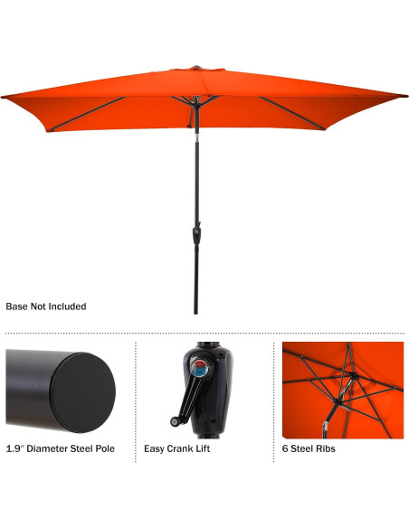 Sombrilla de Patio Rectangular Pure Garden 3x2m Naranja