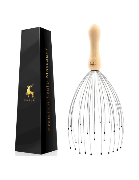 Masajeador de Cabeza USAGA 32 Púas Mango de Madera
