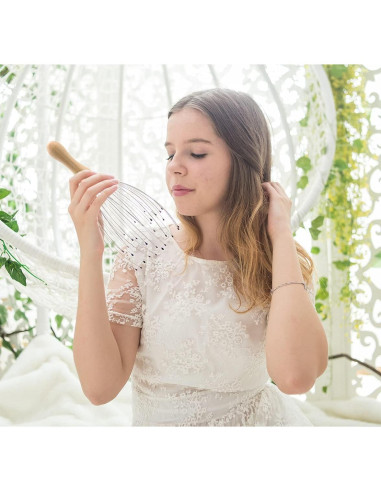 Masajeador de Cabeza USAGA 32 Púas Mango de Madera