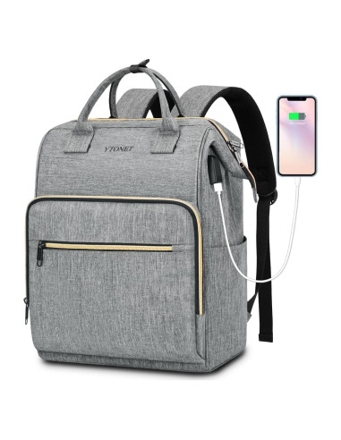 Mochila Ytonet Gris para Laptop 15.6" Antirrobo USB