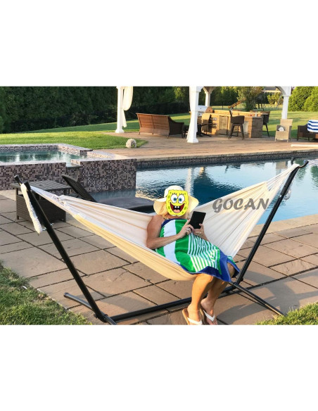 Hamaca Doble GOCAN Beige 330x150cm Carga 226kg