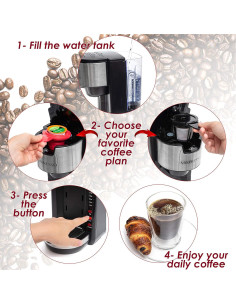 Cafetera de una sola porción Mixpresso 2 en 1 30 oz negra 2