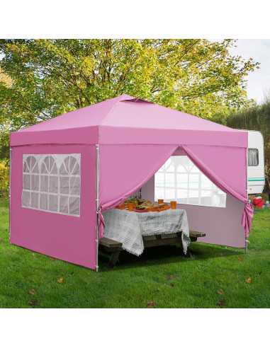 Carpa Plegable GDY 3 Alturas 10x10 con Paredes Laterales Rosa