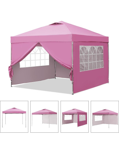 Carpa Plegable GDY 3 Alturas 10x10 con Paredes Laterales Rosa