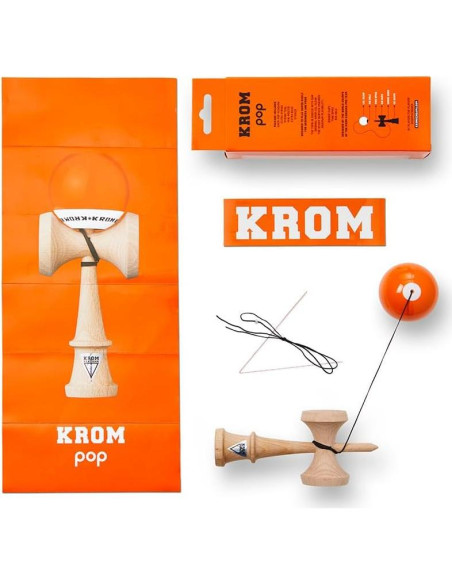 Kendama KROM POP LOL Naranja - Madera Alta Calidad - Para Todos