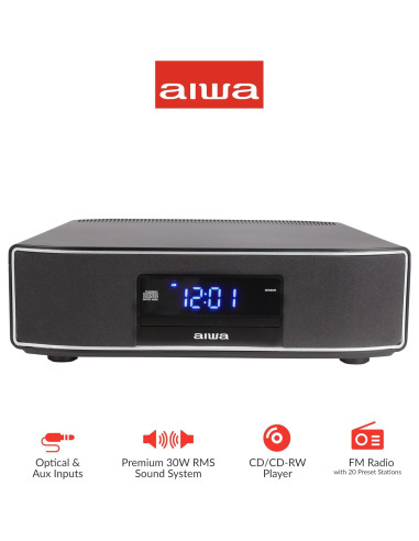 Altavoz AIWA Exos-5 30W RMS Bluetooth CD Radio FM Negro