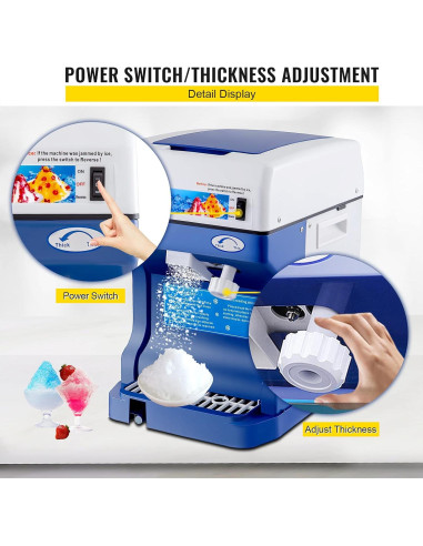 Máquina de Hielo Raspado VEVOR 500W 120kg/h Ajustable