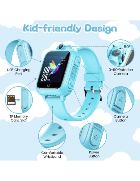 Reloj Inteligente para Niños Awatty S9 Azul con Juegos y Cámara