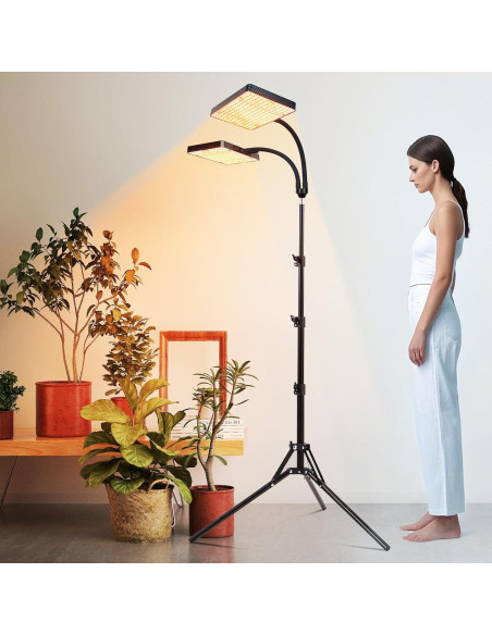 Luz de Crecimiento LED FECiDA 50W 2 Cabezas con Soporte