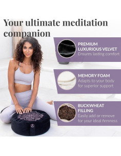 Cojín de Meditación Aila Wellbeing - Zafu Ergonómico 38x14cm 2