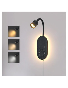 Luz de Lectura de Pared MOLUOLA S40 Negra con 3 Temperaturas