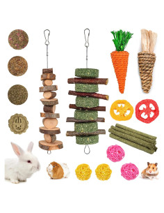 Juguetes de Masticar para Conejos Grddaef 20 Pcs Naturales
