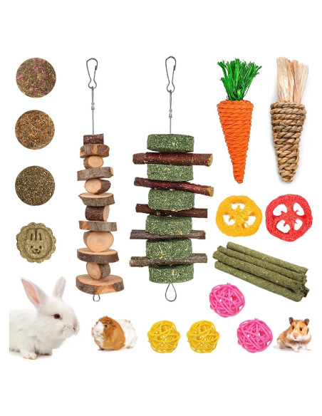 Juguetes de Masticar para Conejos Grddaef 20 Pcs Naturales