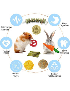 Juguetes de Masticar para Conejos Grddaef 20 Pcs Naturales 2