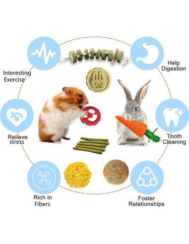 Juguetes de Masticar para Conejos Grddaef 20 Pcs Naturales