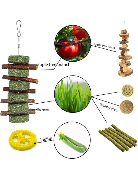 Juguetes de Masticar para Conejos Grddaef 20 Pcs Naturales