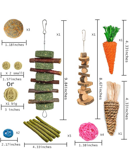 Juguetes de Masticar para Conejos Grddaef 20 Pcs Naturales