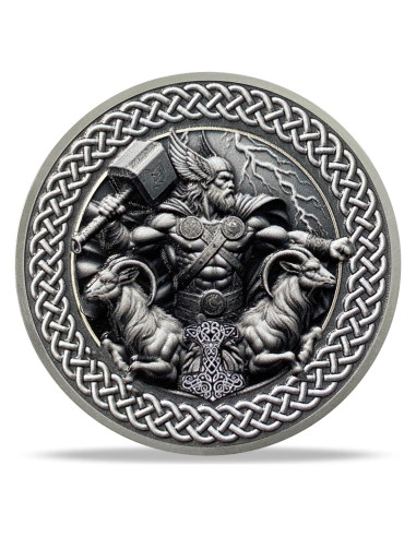 Moneda Conmemorativa Vikinga Thor con Soporte y Tarjeta