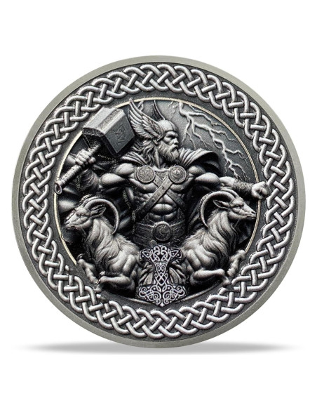 Moneda Conmemorativa Vikinga Thor con Soporte y Tarjeta