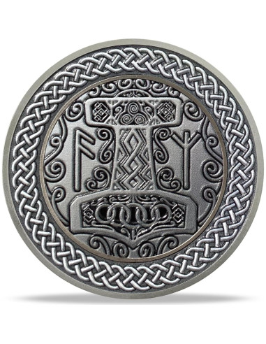 Moneda Conmemorativa Vikinga Thor con Soporte y Tarjeta