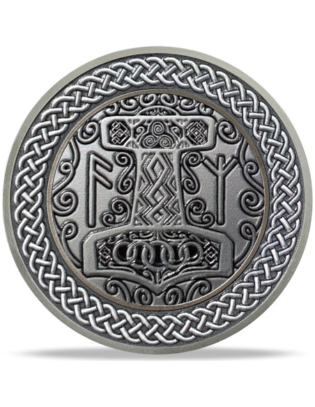 Moneda Conmemorativa Vikinga Thor con Soporte y Tarjeta