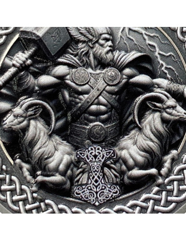 Moneda Conmemorativa Vikinga Thor con Soporte y Tarjeta